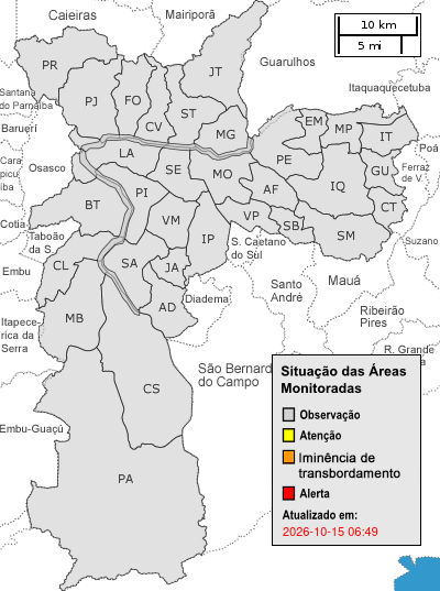 Situação das áreas monitoradas (CGE)